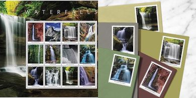 Waterfalls Forever Stamps (12-Sheet): 2023 First-Class Wedding/Anniversary
