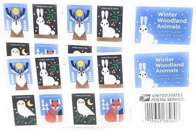 2023 Winter Woodland Animal Stamps (Deer, Fox, Rabbit, Owl)
