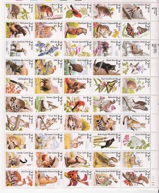 USPS North American Wildlife Stamps (50, 22¢, #2286-2335)
