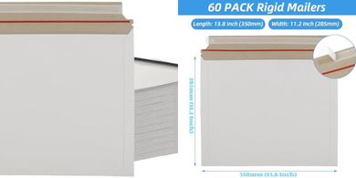 Reusable White Cardboard Mailers (60 Pack, 13.8x11.2")
