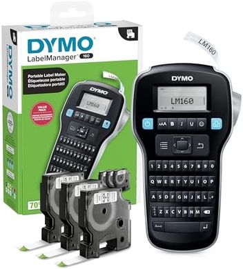 DYMO LabelManager 160: Portable Label Maker with Keyboard & 3 Cassettes
