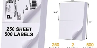 500 Half-Sheet Shipping Labels (2/sheet) for Laser/Inkjet Printers
