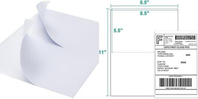 Self-adhesive shipping labels (200 count) for laser/inkjet printers.
