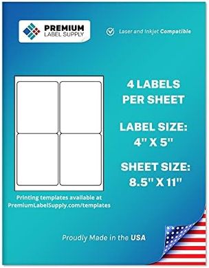 Premium White Shipping Labels (4x5", 100-pack, laser/inkjet)
