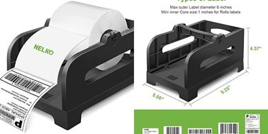 Nelko Thermal Label Holder for Rolls & Fan-Fold Labels (Desktop, Black)
