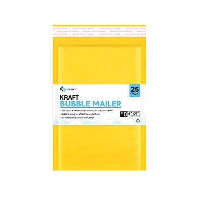 Kraft Bubble Mailers: 25 Self-Seal Envelopes (6x9")
