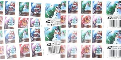 USPS 2023 Holiday Snow Globe Forever Stamps (40 Stamps)
