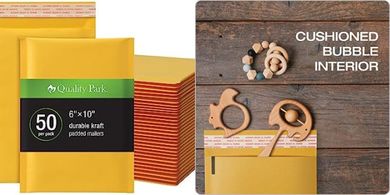 Durable Brown Kraft Bubble Mailers (6x9", Self-Seal, 50/box)
