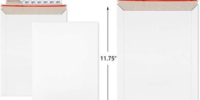 White Cardboard Mailers (9x11.5", 25-pack, self-seal)
