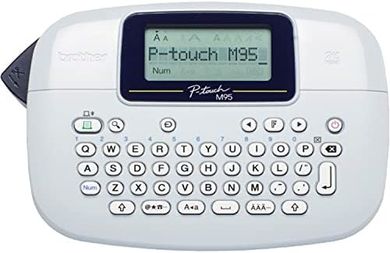 Brother P-Touch PTM95: Compact Monochrome Label Maker (9 styles, 8 deco, navy/blue-gray)
