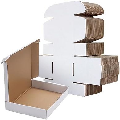 25 White Corrugated Cardboard Shipping Boxes (12x9x2)
