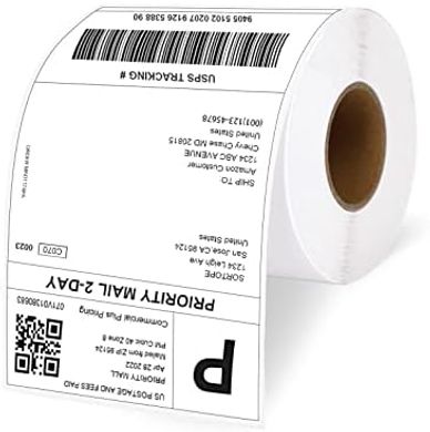 4"x6" Thermal Shipping Labels (500/roll), compatible with Rollo & MUNBYN printers.
