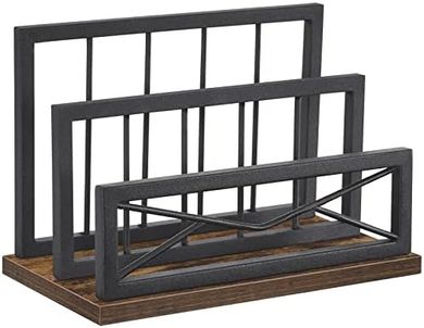 Snughome Metal Mail Organizer: 2-Slot Desk Sorter (Black/Brown)
