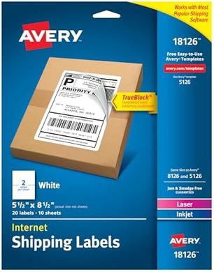 Avery 5.5"x8.5" White Mailing Labels (20 Pack)
