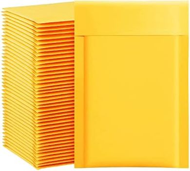 Kraft Bubble Mailers (4x8", 100-pack), Self-Sealing, Yellow
