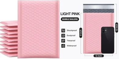 Pink Bubble Mailers (6x10", 25-pack) for Small Businesses