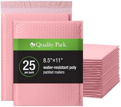 Pink Poly Bubble Mailers: Water-resistant, self-seal, 25/box
