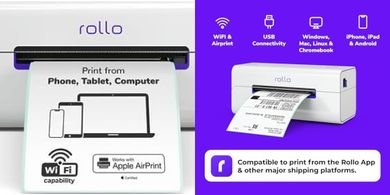 Rollo Wireless Thermal Label Printer: AirPrint, 4x6, Multi-OS support.
