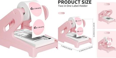 Pink Holographic Thermal Label Dispenser for Shipping Rolls & Fragile Stickers
