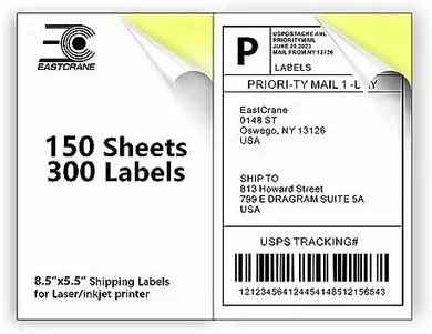 300 Half-Sheet Shipping Labels (8.5x5.5", Laser/Inkjet)