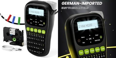 Portable H1100 Label Maker: Backlit LCD, Waterproof, Industrial Use
