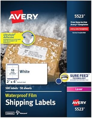 Avery Waterproof, Permanent Laser Labels (2x4", 500)
