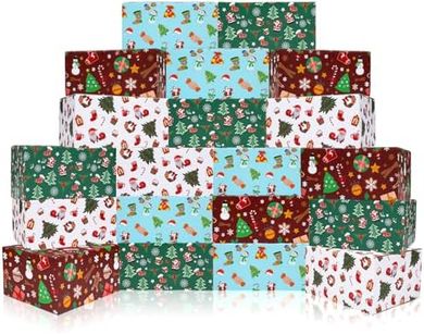 Recyclable Christmas Gift Boxes (20-pack, 4 designs)
