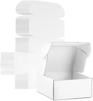 MUNBYN 25 White Mailing Boxes (9x6x4 inch) for Small Businesses
