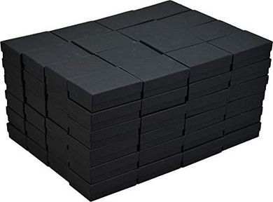 Matte Black Cotton Jewelry Boxes (100-pack, 3.125" x 2.125")
