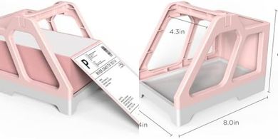 Pink & White Thermal Label Dispenser for Rolls & Fan-Fold Labels
