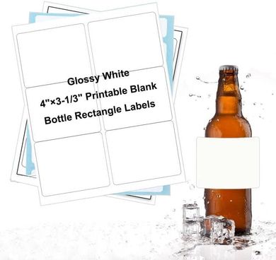 120 Printable Blank White Waterproof Wine Labels (4x3.33")
