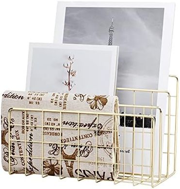 Gold Metal Mail & Magazine Organizer (3 Slots)
