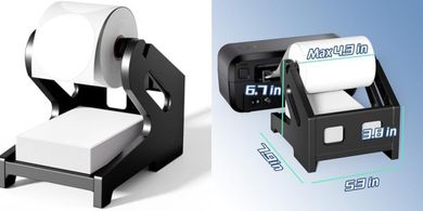 Black Thermal Label Dispenser for 4x6 Rolls & Fan-Fold Labels
