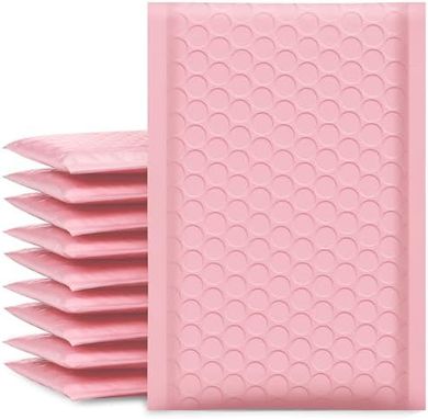 Light Pink Bubble Mailers (50 Pack, 4x8"): Waterproof, Self-Sealing
