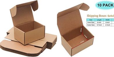 Recyclable Small Shipping Boxes (10-pack, 6x4x3")
