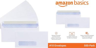 Security-Tinted Business Envelopes (500-pack, Left Window)
