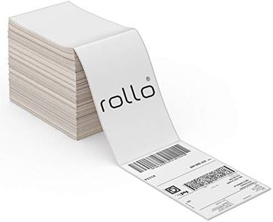 Rollo 4x6 Thermal Shipping Labels: 500-pack, fanfold, perforated, strong adhesive.
