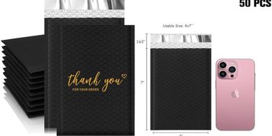 JinRuiKJ Black Padded Mailers: 50 x 4x8" envelopes for jewelry & makeup.
