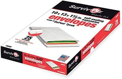 Tyvek Mailers: Lightweight, 10x13", Redi-Strip Closure, 25/Box