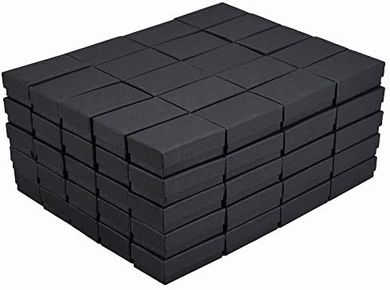 Black Cotton Jewelry Boxes (100-pack, 2.5x1.5")
