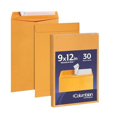 Brown Kraft Self-Seal Envelopes (9x12", 30/pack)
