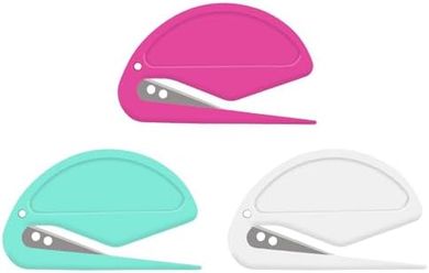 3-Pack Envelope & Package Opener (Rose Red, Cyan, White)
