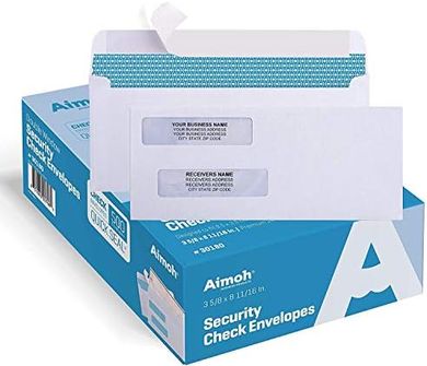 Aimoh 500 Self-Seal Security Envelopes for Business Checks (3 5/8 x 8 11/16")
