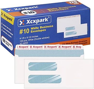 120 Strong Security Envelopes (White, 4-1/8 x 9-1/2") for Invoices & Documents
