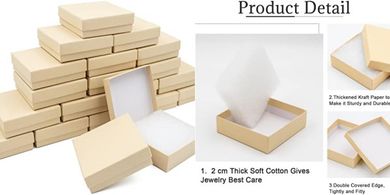 Cardboard Jewelry Brown Gift Boxes 20 Pack3.5×3.5×1 inches, its apply to displaying necklaces, rings, bracelets, earrings